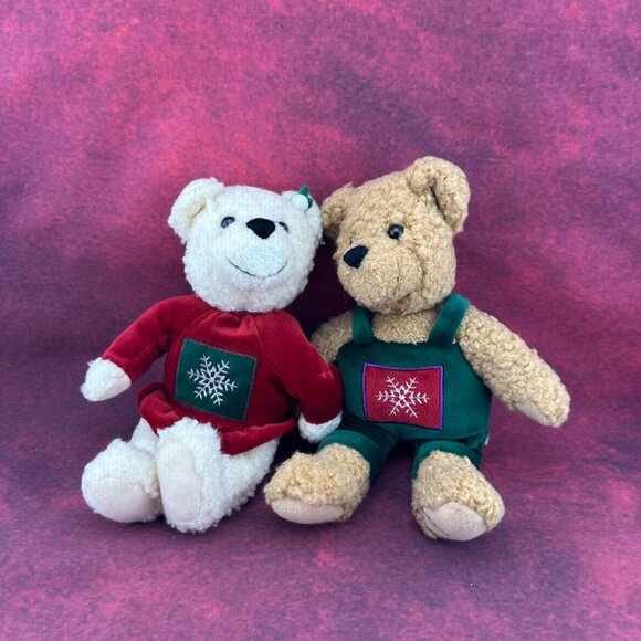 VTG HALLMARK KISSING BEARS PLUSH MISTLETOE LOVE HOLIDAY 2000, MAGNETIC, 9 " - Picture 6 of 10